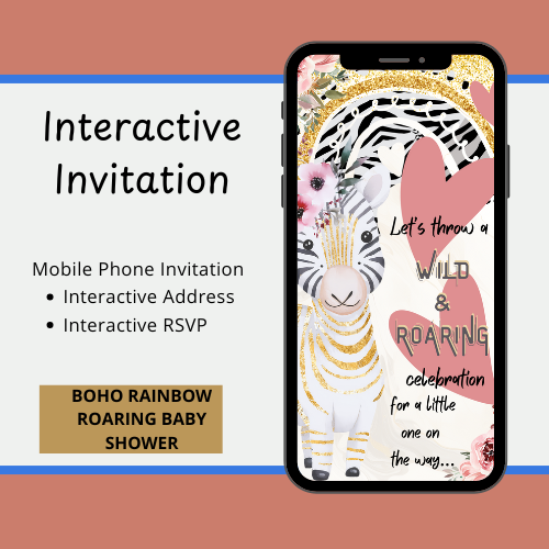 BOHO Rainbow Roaring Safari Interactive Editable Video Invitation
