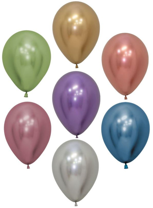 Chrome Reflex Assorted 12.5cm Latex Balloons Pack of 20