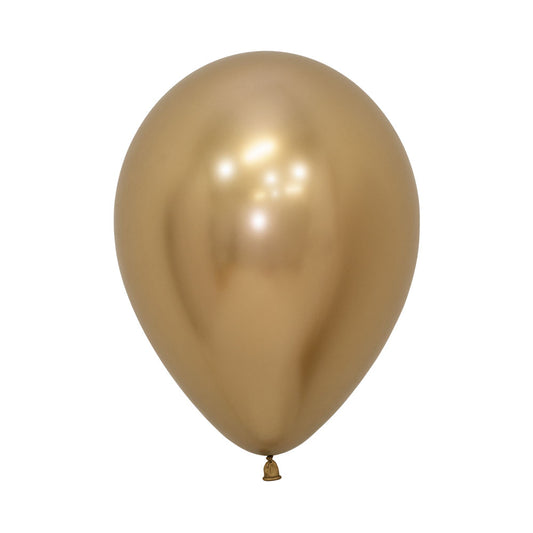 Chrome Reflex Gold 12.5cm Latex Balloons Pack of 20