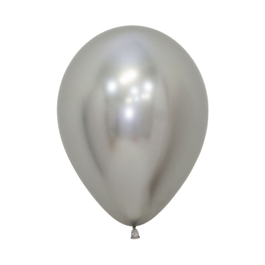 Chrome Reflex Silver 12.5cm Latex Balloons Pack of 20
