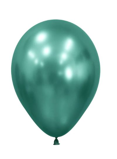 Chrome Reflex Green Latex Balloons Pack of 25