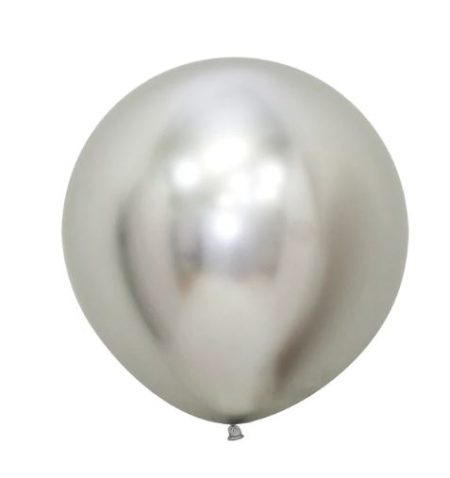Chrome Reflex Silver 45cm Latex Balloons Pack of 6