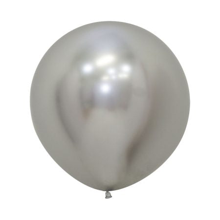 Chrome Reflex Silver 60cm Latex Balloons Pack of 3