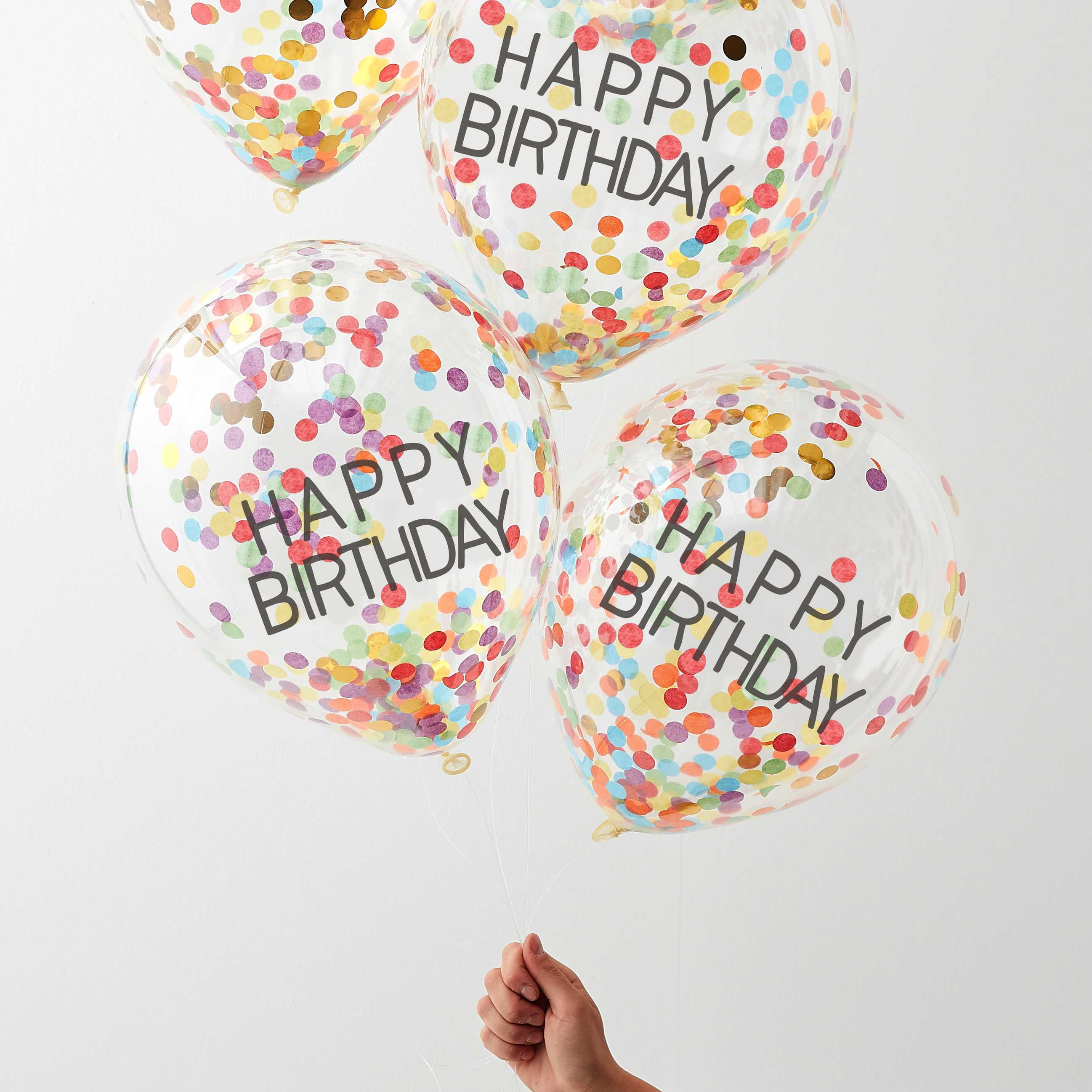 Happy Birthday Rainbow Confetti Balloons Pack of 5 – Party Scape