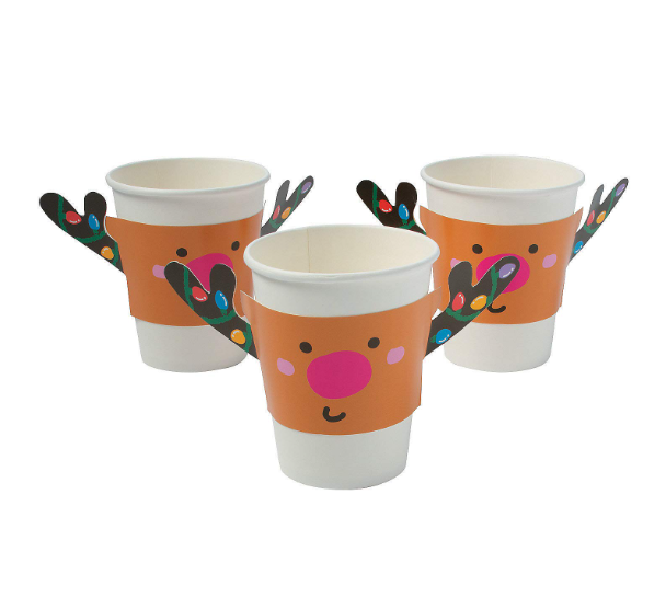 Christmas Lights Reindeer Paper Cups Pack of 8