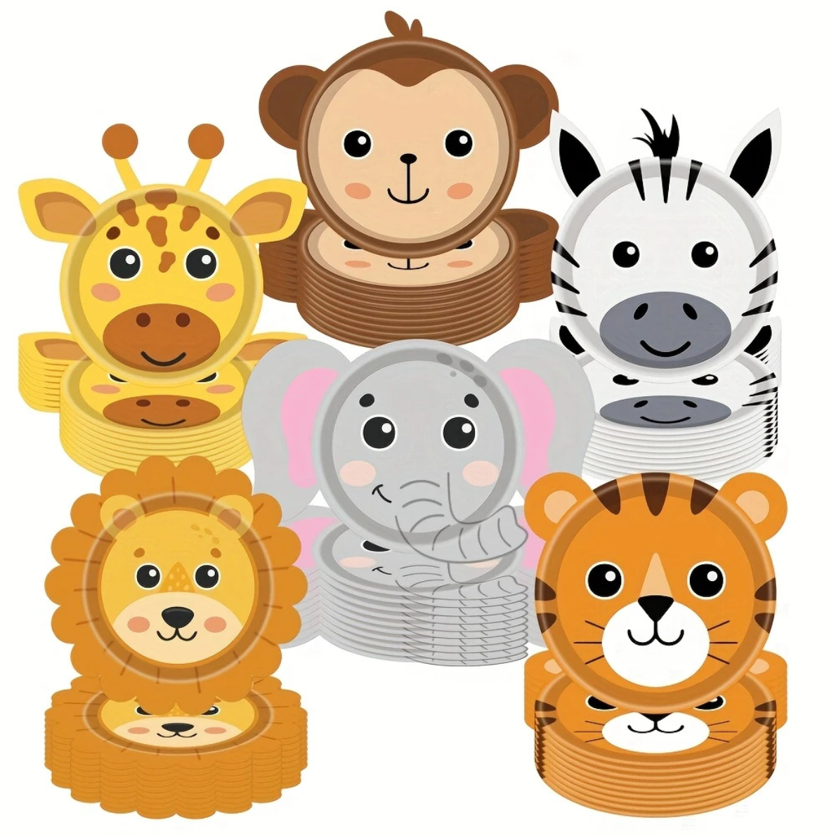 Jungle Animal Party Plates Pack of 6