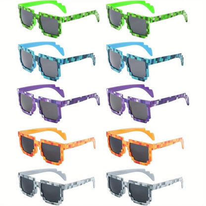 Minecraft Pixel Plastic Sunglasses Multi Colour Pack of 10