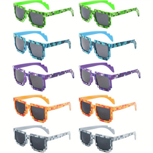 Minecraft Pixel Plastic Sunglasses Multi Colour Pack of 10