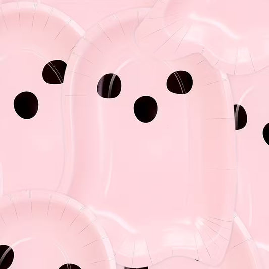 Light Pink Cute Boo Ghost Shaped Paper Plates Pack of 10