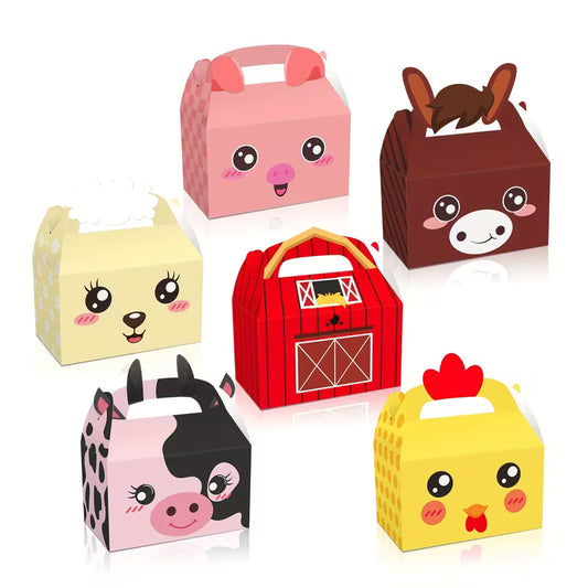 Cute Rustic Farm Animal Party Gift Boxes Pack of 12