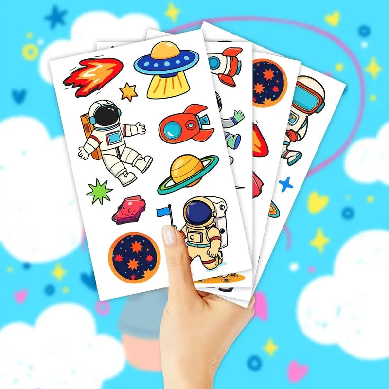 Space Party Tattoos with Astronauts, Rockets, Planets