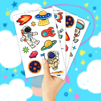 Space Party Tattoos with Astronauts, Rockets, Planets