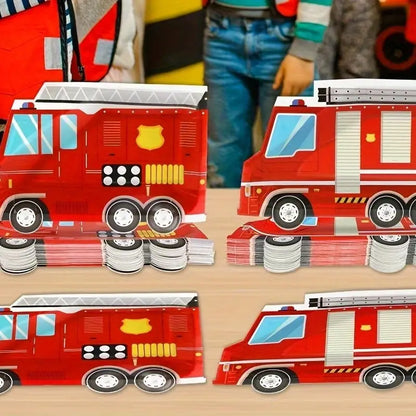 Fire Truck Shaped Birthday Plates Pack of 10