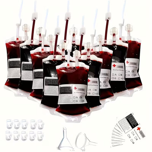 Halloween Blood Bags Reusable Plastic Pack of 5