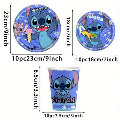 Stitch Themed Party Tableware Set for 10 guests