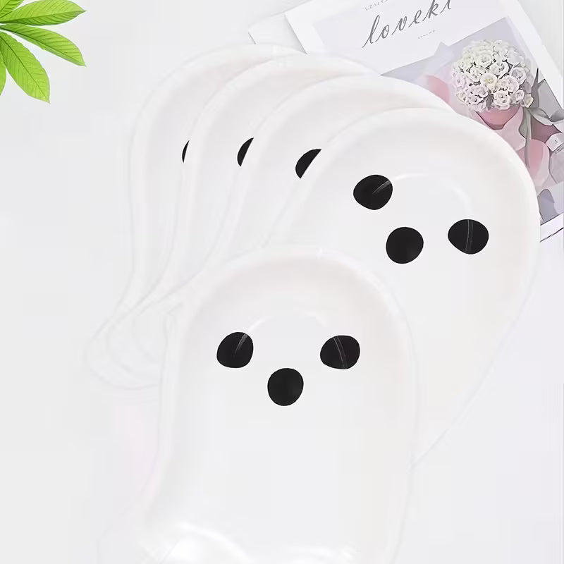 Halloween Shaped Cute White Ghost Paper Plates Pack of 10