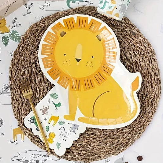 Lion Shaped Paper Plates Safari Pack of 12
