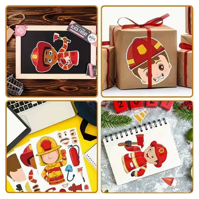 Firefighter DIY Themed Decals Pack of 32 Sheets