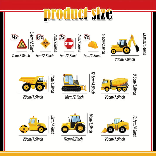 Construction Party Hanging Decorations Pack of 8