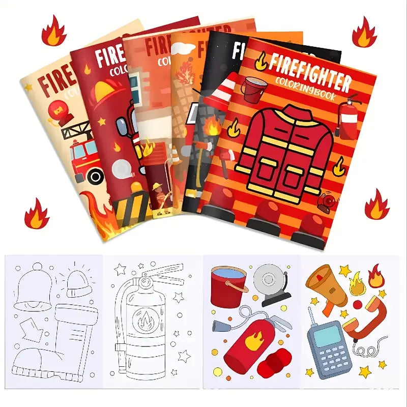 Fire-Themed Mini Color Books Pack of 6