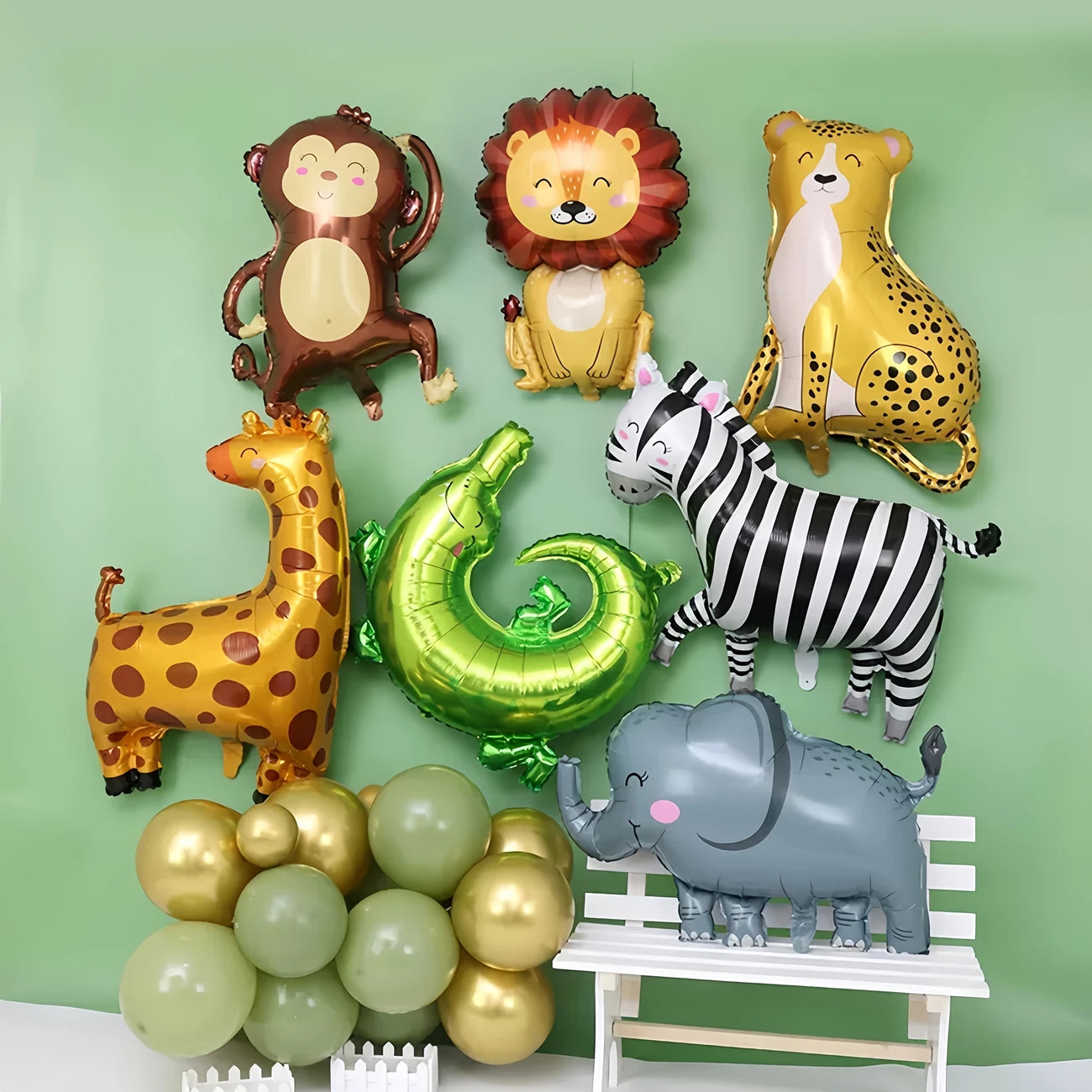 Jungle Safari Animal Foil Balloons Set of 7