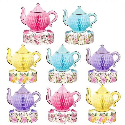 Tea Party Decorations Honeycombs Floral Table Centerpieces Pack of 8