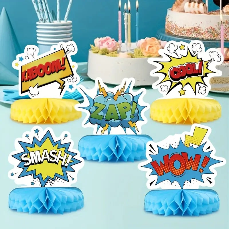 Superhero Party Honeycomb Centerpieces Pack of 9