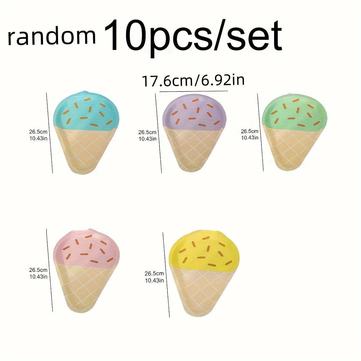 Ice Cream Cone Paper Plates Pack of 10