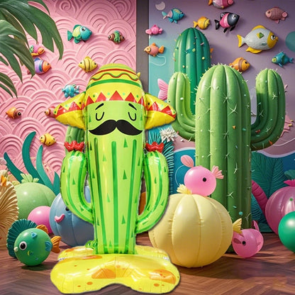 Large Cactus Balloon with Sombrero Standing