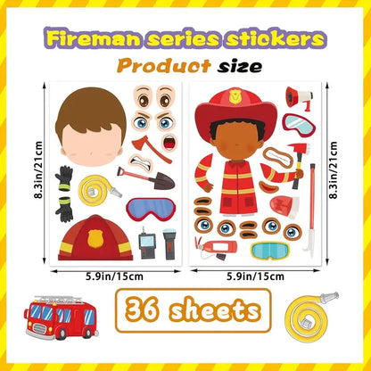 Firefighter DIY Themed Decals Pack of 32 Sheets