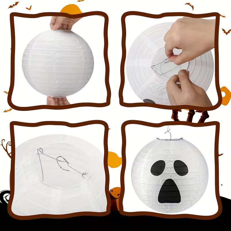Halloween Ghostly Faces Lanterns Pack of 12