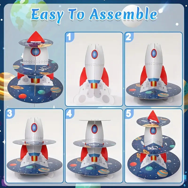 Space Rocket Cupcake Cardboard Stand