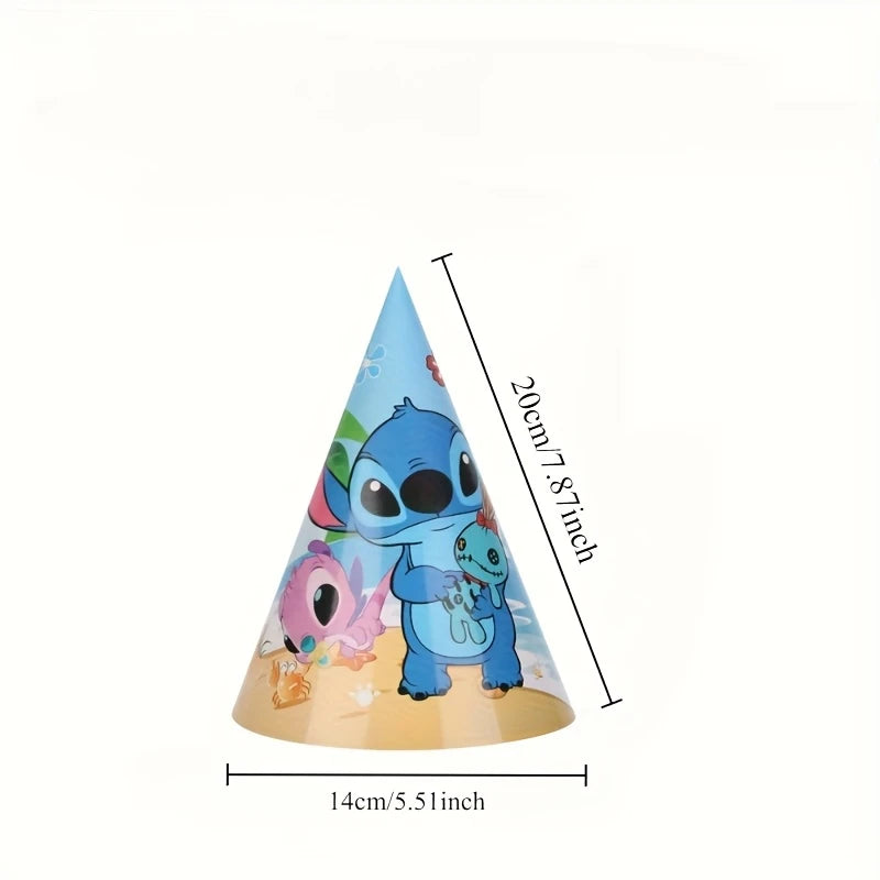 Stitch Paper Cone Party Hats Pack of 6