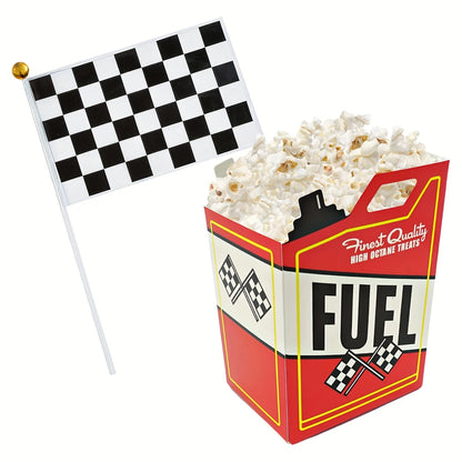 Racing Party Popcorn Boxes and Checkered Flags Pack of 24