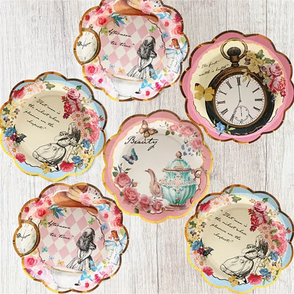 Alice in Wonderland Vintage Dessert Paper Plates Pack of 12