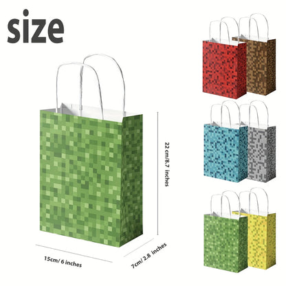 Minecraft Pixel Gift Paper Bags Pack of 12