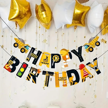 Construction Theme Happy Birthday Paper Banner