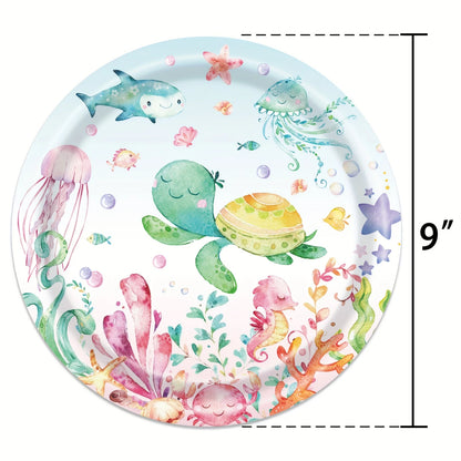 Ocean Theme Under the Sea Birthday Party Tableware Set for 20 Guests