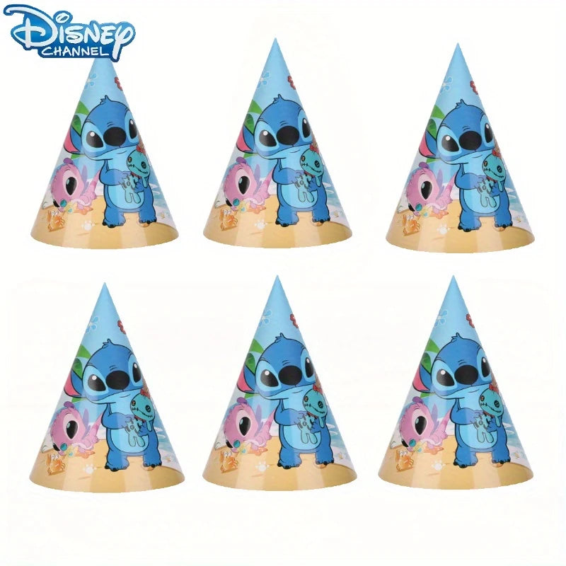 Stitch Paper Cone Party Hats Pack of 6
