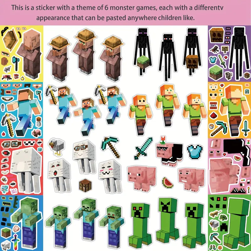 Minecraft DIY face changing sticker sheets Pack of 8
