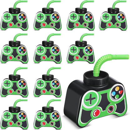 Gamer Party Cups with Straws & Lids