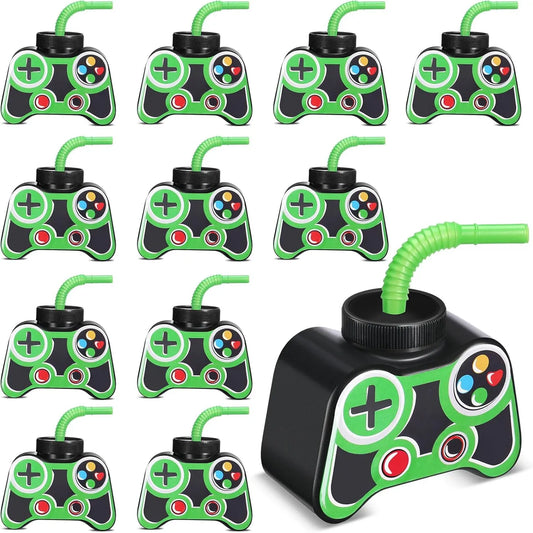 Gamer Party Cups with Straws & Lids
