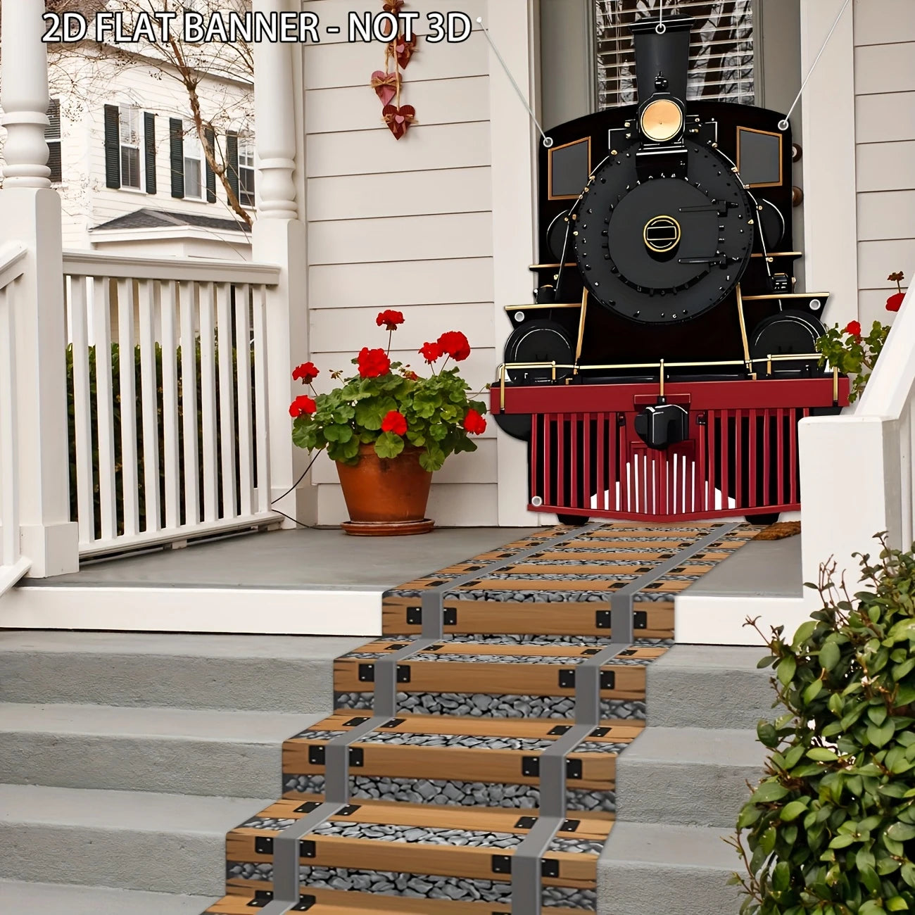 Train Party Decoration Hanging Banner and Railroad Track Aisle
