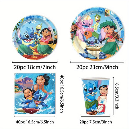 Tropical Stitch Party Tableware Set for 20 guests