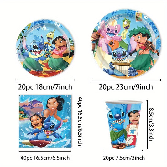 Tropical Stitch Party Tableware Set for 20 guests