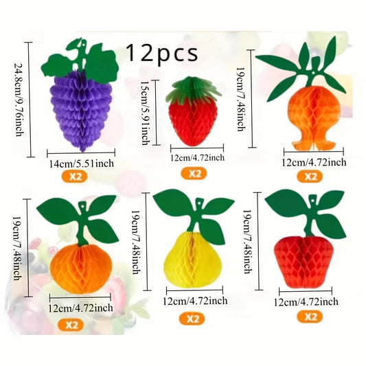 Fruits Honeycomb Hanging Decorations Pack of 12
