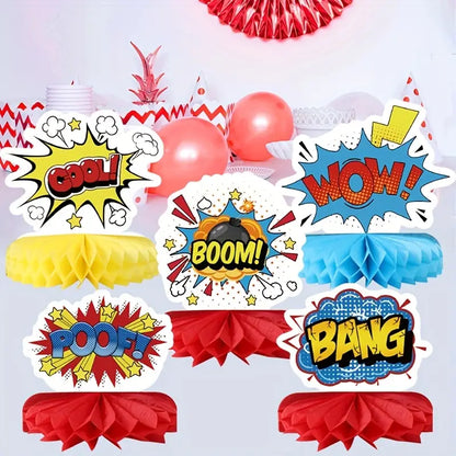 Superhero Party Honeycomb Centerpieces Pack of 9