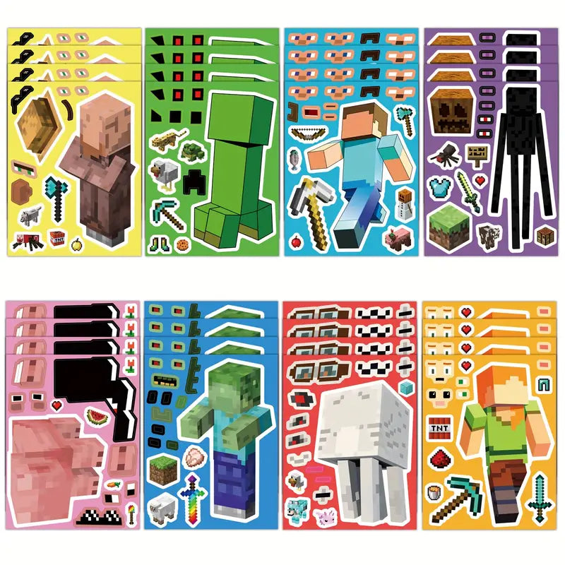 Minecraft DIY face changing sticker sheets Pack of 8