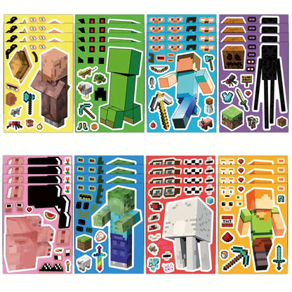 Minecraft DIY face changing sticker sheets Pack of 8