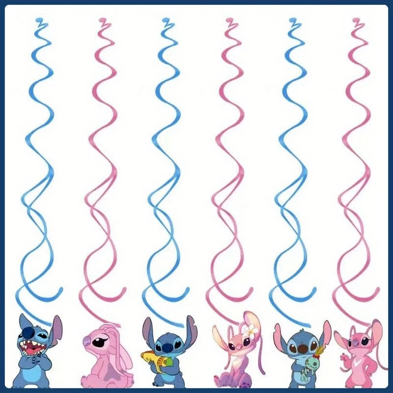 Stitch and Angel Swirl Hanging Decorations Pack of 6